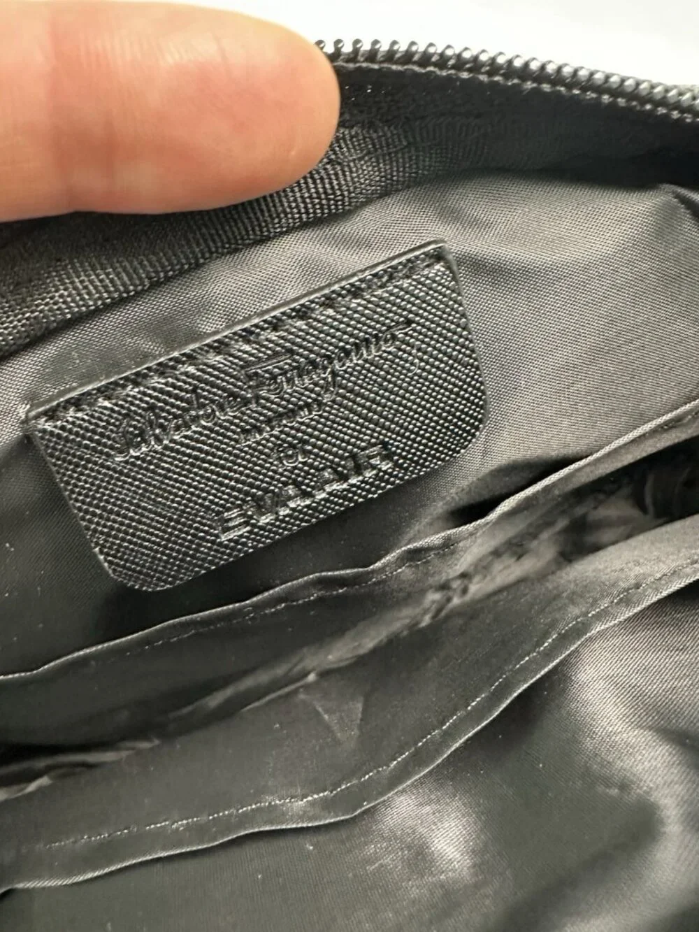 Salvatore Ferragamo Black Nylon Zippered Cosmetic Bag